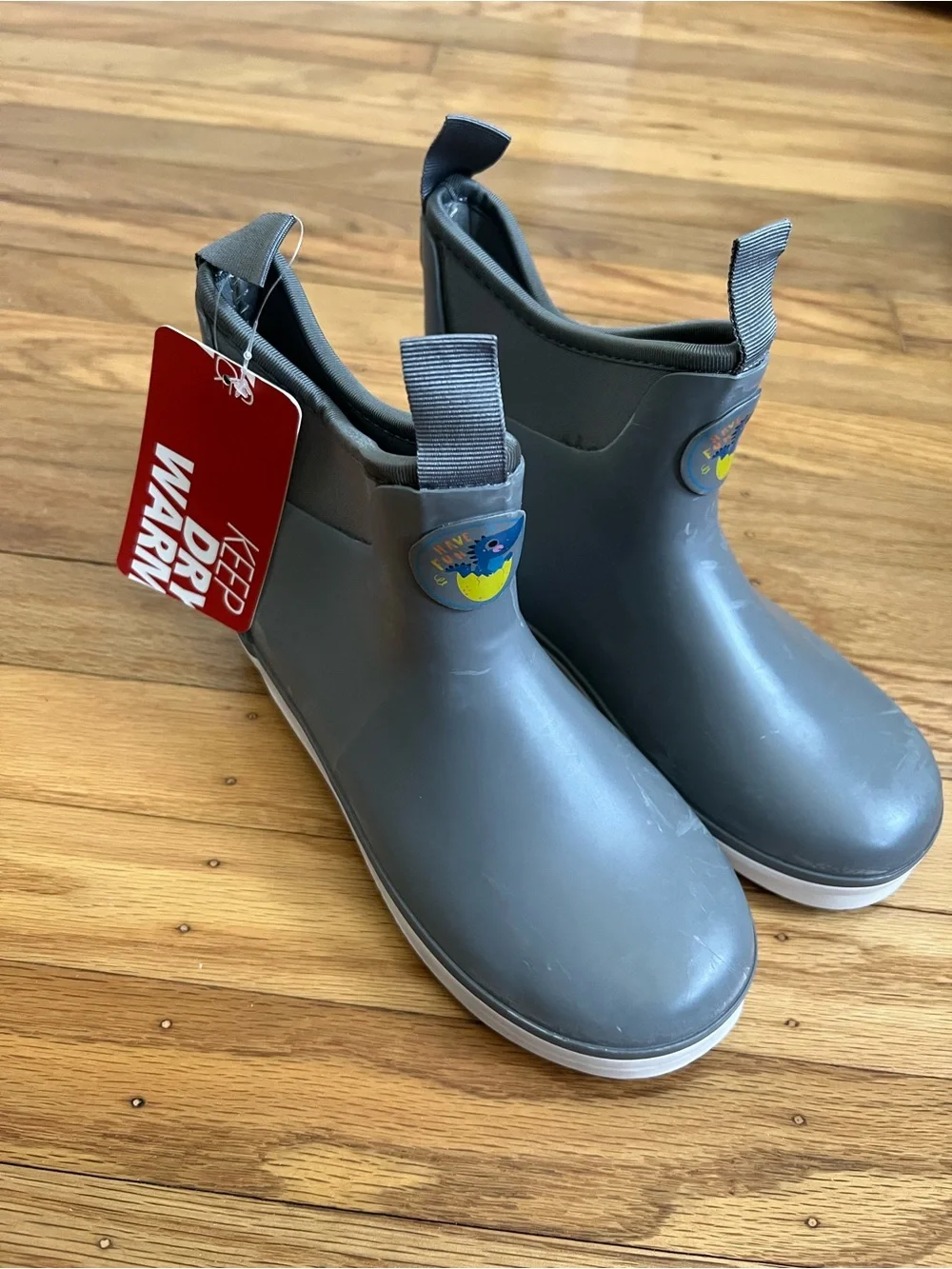 NWT! Hisea Kids Grey Waterproof Rain Boots